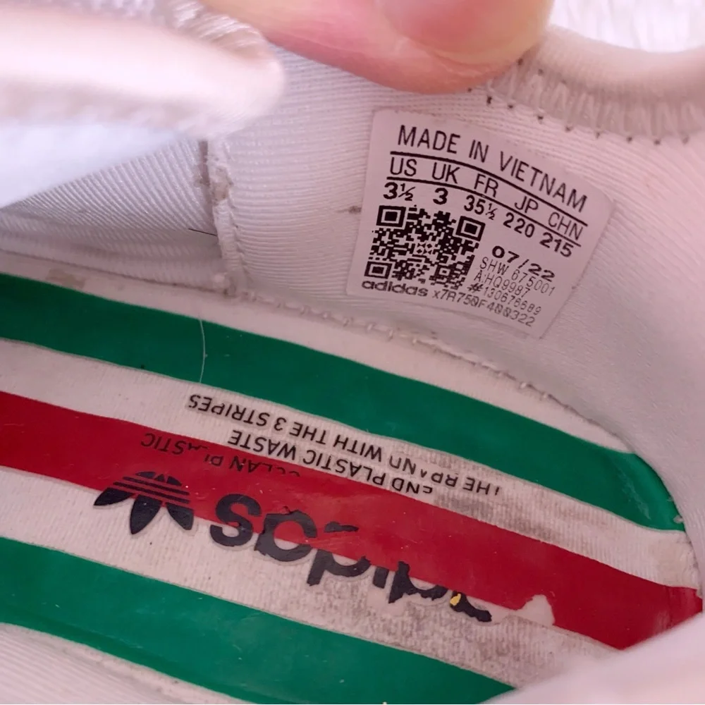 Adidas Kids White,‎ Red, and Green nmd Sneakers